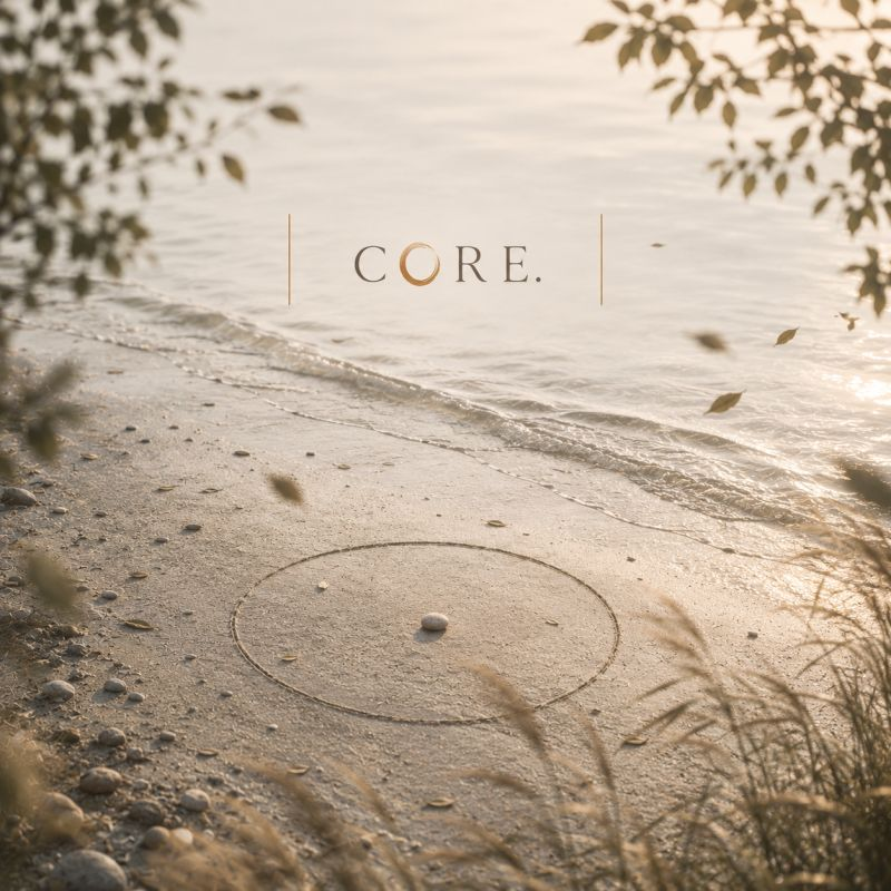 CORE am ruhigen Seeufer — Symbol für Klarheit und innere Stärke